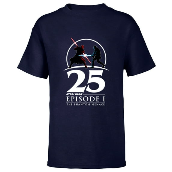 Star Wars Episode I 25th Anniversary Darth Maul vs. Obi-Wan- Short Sleeve T-Shirt for Kids - Customized-Navy