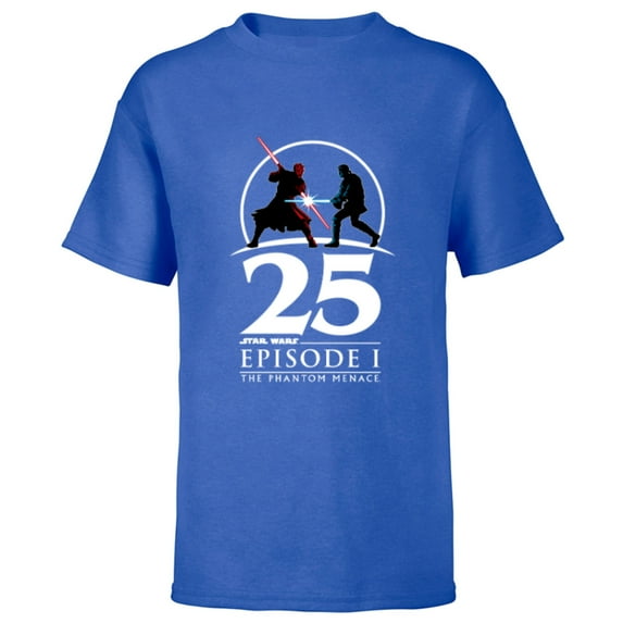 Star Wars Episode I 25th Anniversary Darth Maul vs. Obi-Wan- Short Sleeve T-Shirt for Kids - Customized-Royal
