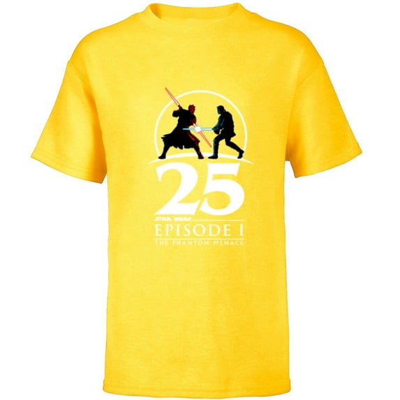 Star Wars Episode I 25th Anniversary Darth Maul vs. Obi-Wan- Short Sleeve T-Shirt for Kids - Customized-Yellow