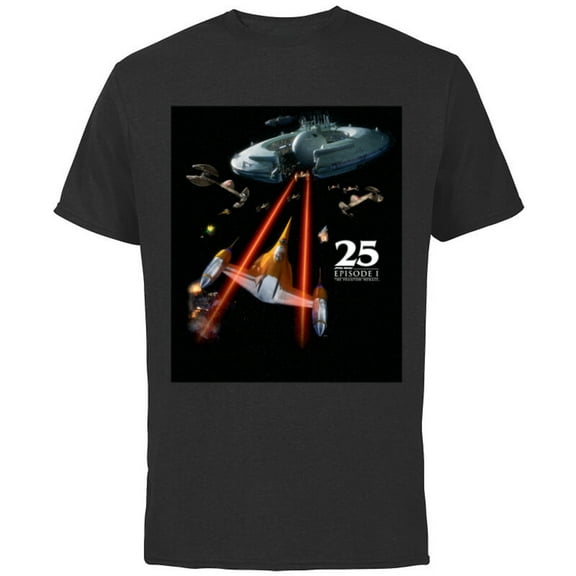 Star Wars Episode I 25th Anniversary N-1 Naboo Space Battle- Short Sleeve Cotton T-Shirt for Adults - Customized-Black