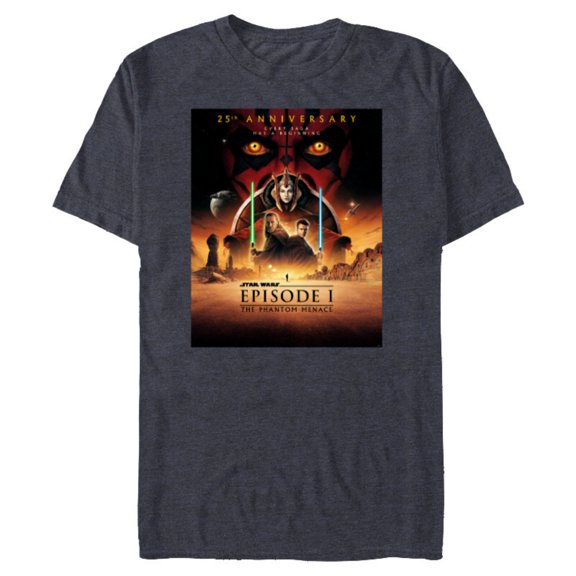 Star Wars Episode I 25th Anniversary Official Movie Poster- Short Sleeve Blended T-Shirt for Adults - Customized-Navy Heather