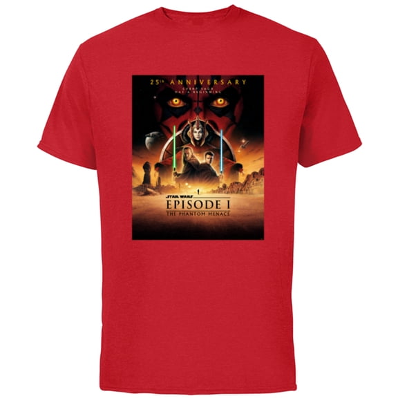 Star Wars Episode I 25th Anniversary Official Movie Poster- Short Sleeve Cotton T-Shirt for Adults - Customized-Red
