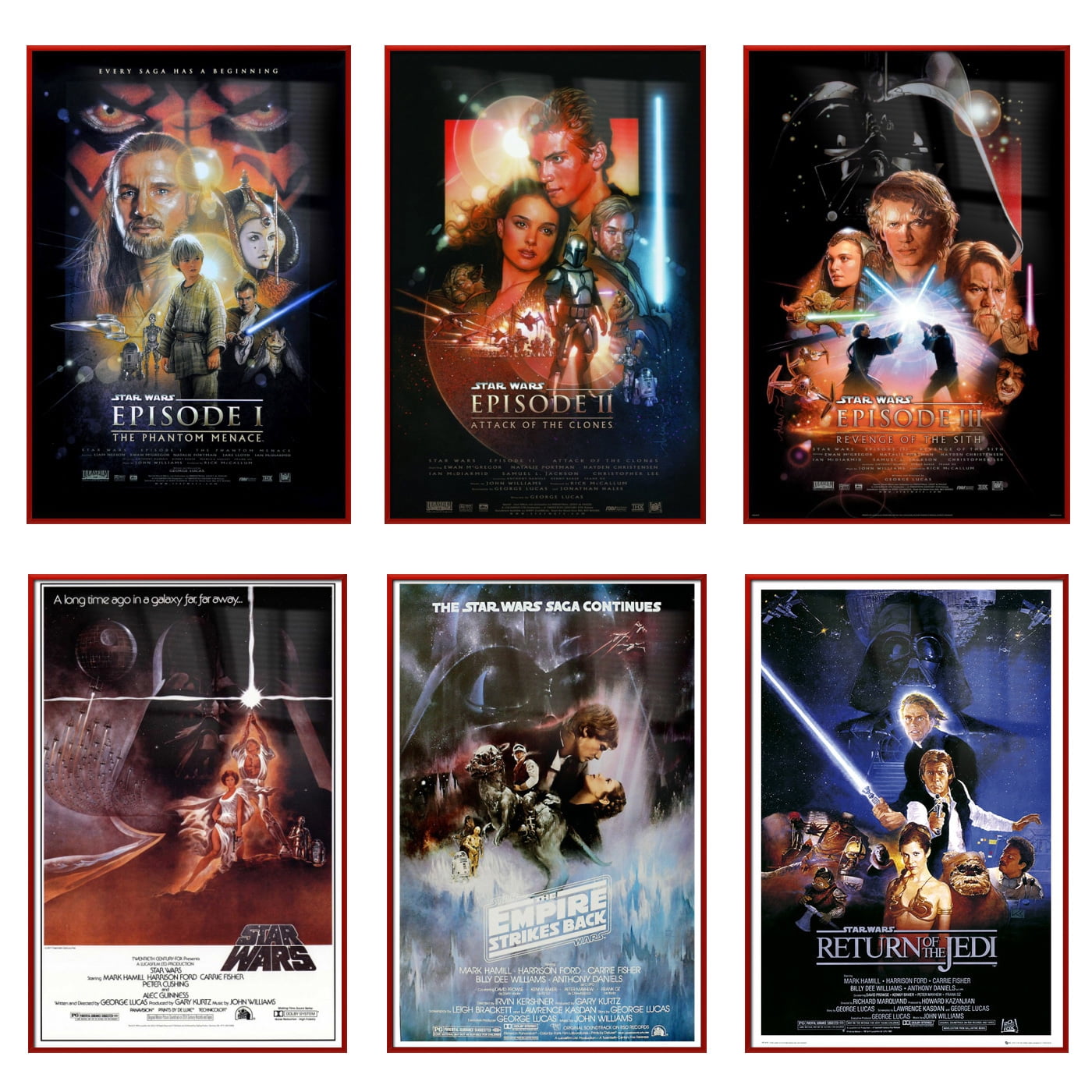 STAR WARS: EPISODE I-VI - 6 PIECE MOVIE POSTER SET (REGULARS 1