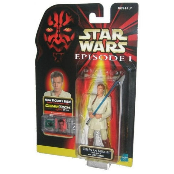 Star Wars Episode I Obi-Wan Kenobi Jedi Duel Lightsaber Figure w/ CommTech Chip