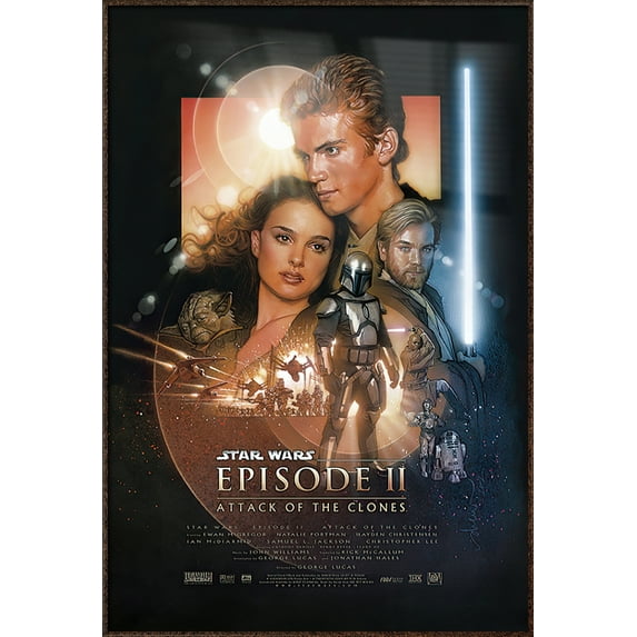 Star Wars: Episode II - Attack Of The Clones - Framed Movie Poster (Regular Style) (Size: 25" X 37") (Antique Copper / Gold Aluminum Frame)