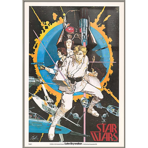 Star Wars: Episode IV - A New Hope - Framed Movie Poster (1st Edition Poster - Howard Chaykin) (Size: 27" x 40") (Brushed Champagne Aluminum Frame)