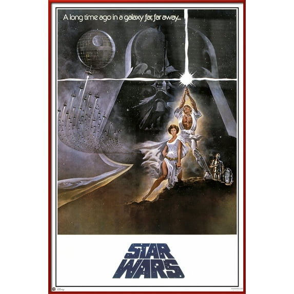 Star Wars: Episode IV - A New Hope - Framed Movie Poster (Regular Style A - No Cast Credits) (Size: 25" X 37") (Red Plastic Frame)