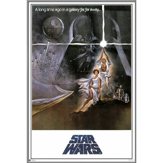 Star Wars: Episode IV - A New Hope - Framed Movie Poster (Regular Style A - No Cast Credits) (Size: 25" X 37") (Silver Aluminum Frame)