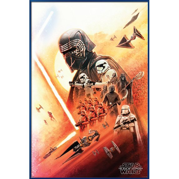 Star Wars: Episode IX - The Rise Of Skywalker - Framed Movie Poster (Kylo Ren & The Dark Side) (Size: 24" X 36") (Metallic Blue Plastic Frame)