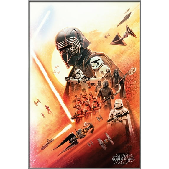 Star Wars: Episode IX - The Rise Of Skywalker - Framed Movie Poster (Kylo Ren & The Dark Side) (Size: 24" X 36") (Silver Aluminum Frame)