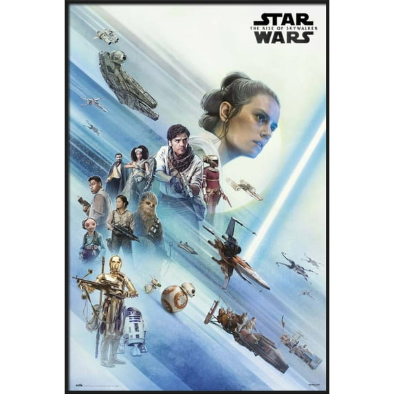 Star Wars: Episode IX - The Rise Of Skywalker - Framed Movie Poster (Rey & Friends - Version 2) (Size: 24" X 36") (Black Aluminum Frame)