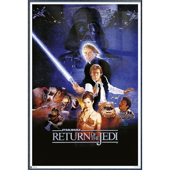 Star Wars: Episode VI - Return Of The Jedi - Framed Movie Poster (Regular Style - No Cast Credits) (Size: 25" X 37") (Orbit Blue Aluminum Frame)