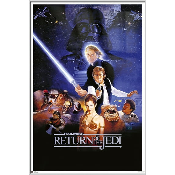 Star Wars: Episode VI - Return Of The Jedi - Framed Movie Poster (Regular Style - No Cast Credits) (Size: 25" X 37") (Shiny White Aluminum Frame)