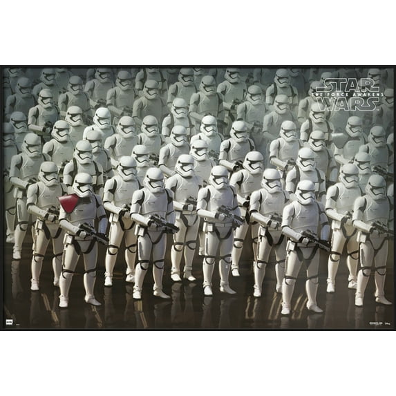 Star Wars: Episode VII - The Force Awakens - Framed Movie Poster (Many Stormtroopers) (Size: 25" X 37") (Black Aluminum Frame)