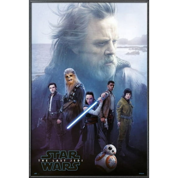 Star Wars: Episode VIII - The Last Jedi - Framed Movie Poster (Luke Skywalker & The Resistance) (Metallic Anthracite Plastic Frame)