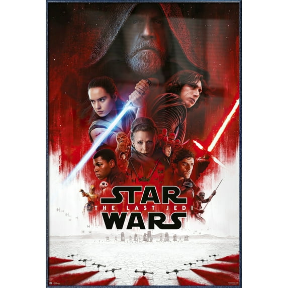 Star Wars: Episode VIII - The Last Jedi - Framed Movie Poster (Regular Style) (Size: 28" X 41") (Orbit Blue Aluminum Frame)