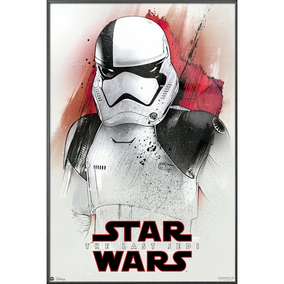 Star Wars: Episode VIII - The Last Jedi - Framed Movie Poster (Stormtrooper) (Size: 25" X 37") (Metallic Anthracite Plastic Frame)