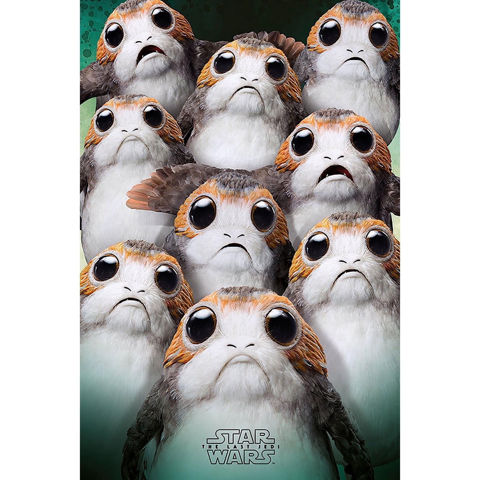 Star Wars: Episode VIII - The Last Jedi - Movie Poster / Print (Many Porgs)  (Black Poster Hanger) 