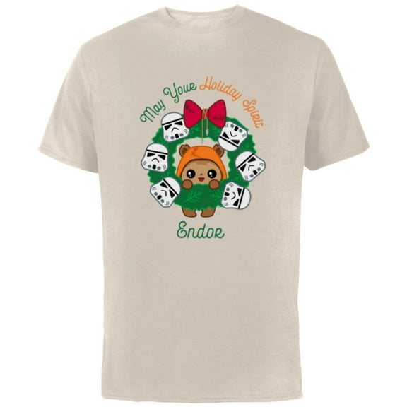 Star Wars Ewok Christmas May Your Holiday Spirit Endor Cute - Short Sleeve Cotton T-Shirt for Adults - Customized-Natural