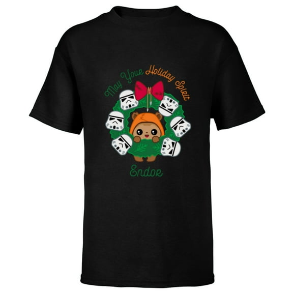 Star Wars Ewok Christmas May Your Holiday Spirit Endor Cute - Short Sleeve T-Shirt for Kids - Customized-Black