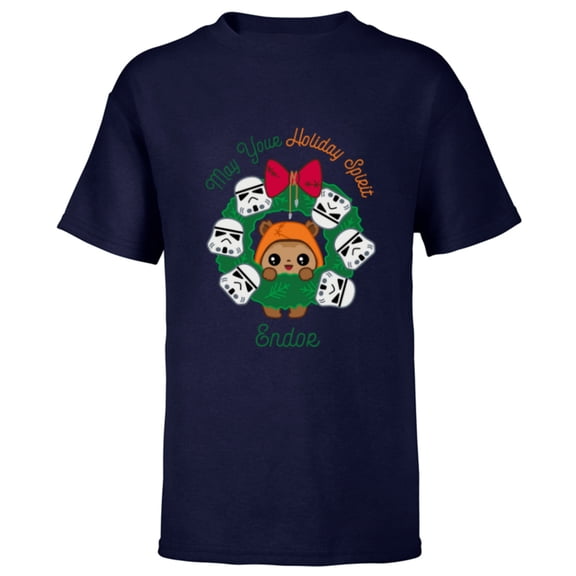 Star Wars Ewok Christmas May Your Holiday Spirit Endor Cute - Short Sleeve T-Shirt for Kids - Customized-Navy