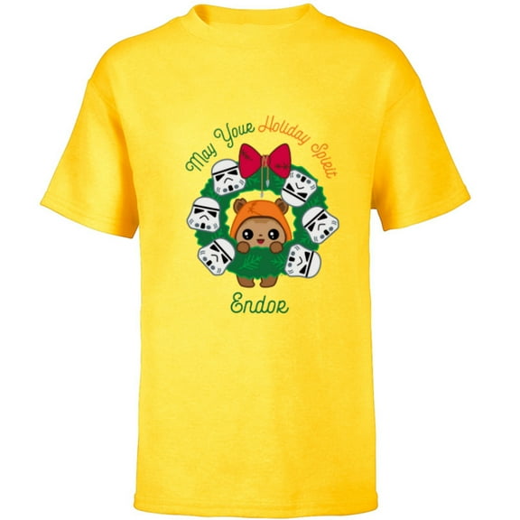 Star Wars Ewok Christmas May Your Holiday Spirit Endor Cute - Short Sleeve T-Shirt for Kids - Customized-Yellow