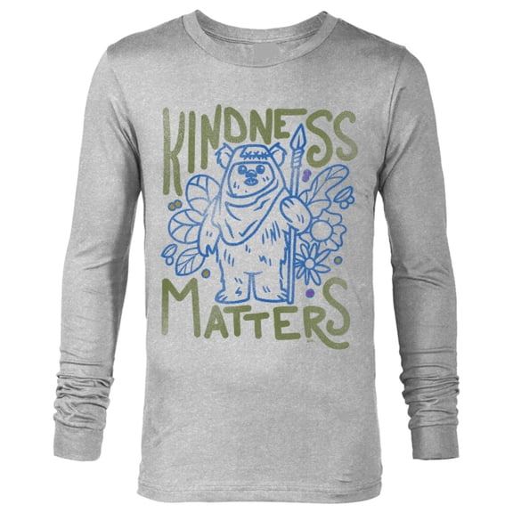 Star Wars Ewok Wicket Kindness Matters Earth Day Distressed - Long Sleeve T-Shirt for Men - Customized-Athletic Heather