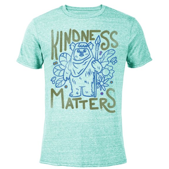 Star Wars Ewok Wicket Kindness Matters Earth Day Distressed - Short Sleeve Blended T-Shirt for Adults - Customized-Ocean Blue