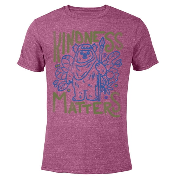 Star Wars Ewok Wicket Kindness Matters Earth Day Distressed - Short Sleeve Blended T-Shirt for Adults - Customized-Purple