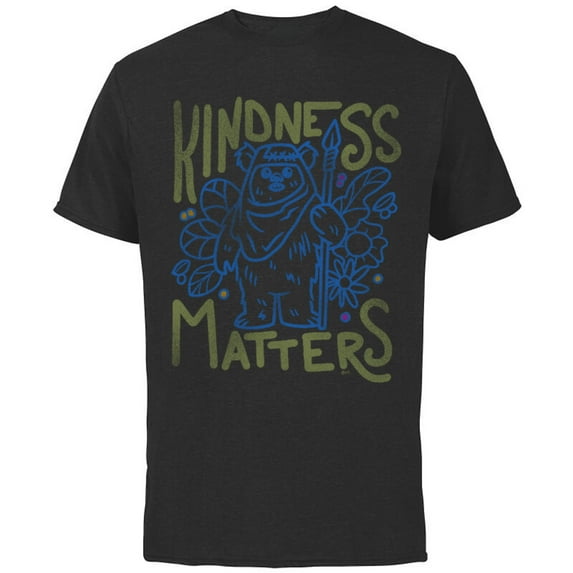 Star Wars Ewok Wicket Kindness Matters Earth Day Distressed - Short Sleeve Cotton T-Shirt for Adults - Customized-Black