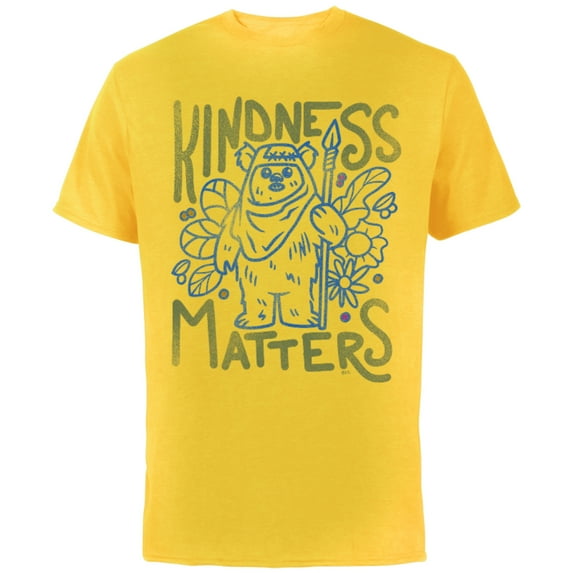 Star Wars Ewok Wicket Kindness Matters Earth Day Distressed - Short Sleeve Cotton T-Shirt for Adults - Customized-Yellow