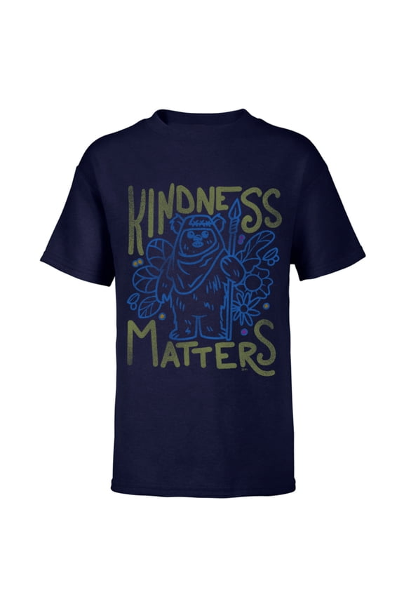 Ewok Wicket Kindness Matters Earth Day Distressed - Short Sleeve T-Shirt for Kids - Customized-Navy