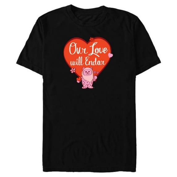 Star Wars Ewok Wicket Our Love Will Endor Valentine’s Day - Short Sleeve Blended T-Shirt for Adults - Customized-Black