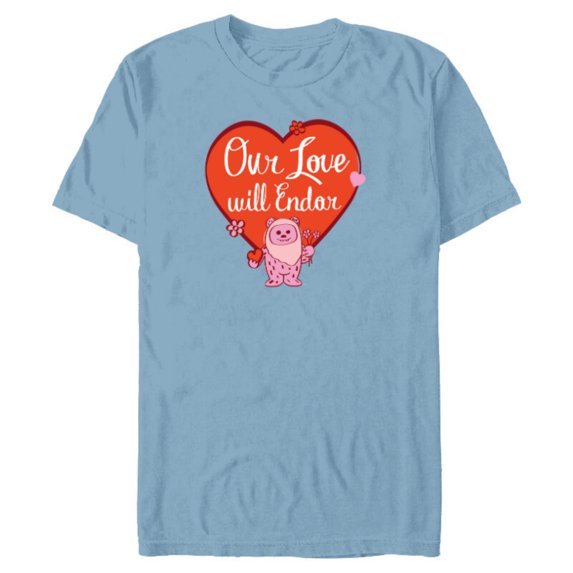 Star Wars Ewok Wicket Our Love Will Endor Valentine’s Day - Short Sleeve Blended T-Shirt for Adults - Customized-Ocean Blue