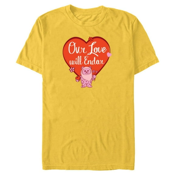 Star Wars Ewok Wicket Our Love Will Endor Valentine’s Day - Short Sleeve Blended T-Shirt for Adults - Customized-Yellow