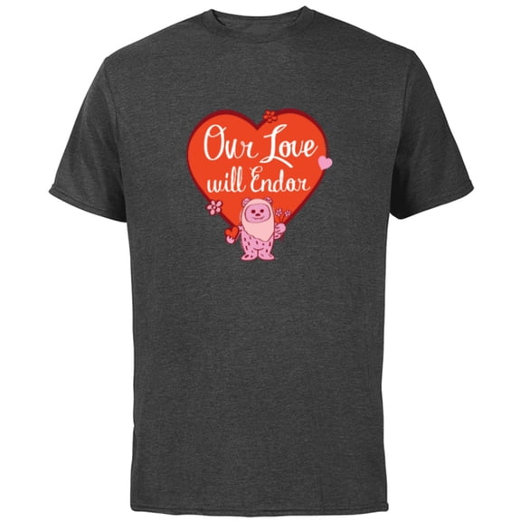 Star Wars Ewok Wicket Our Love Will Endor Valentine’s Day - Short Sleeve Cotton T-Shirt for Adults - Customized-Charcoal