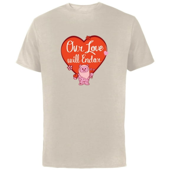 Star Wars Ewok Wicket Our Love Will Endor Valentine’s Day - Short Sleeve Cotton T-Shirt for Adults - Customized-Natural