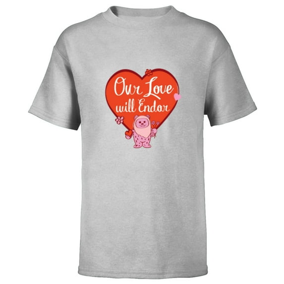 Star Wars Ewok Wicket Our Love Will Endor Valentine’s Day - Short Sleeve T-Shirt for Kids - Customized-Athletic Heather
