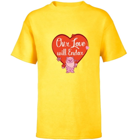 Star Wars Ewok Wicket Our Love Will Endor Valentine’s Day - Short Sleeve T-Shirt for Kids - Customized-Yellow