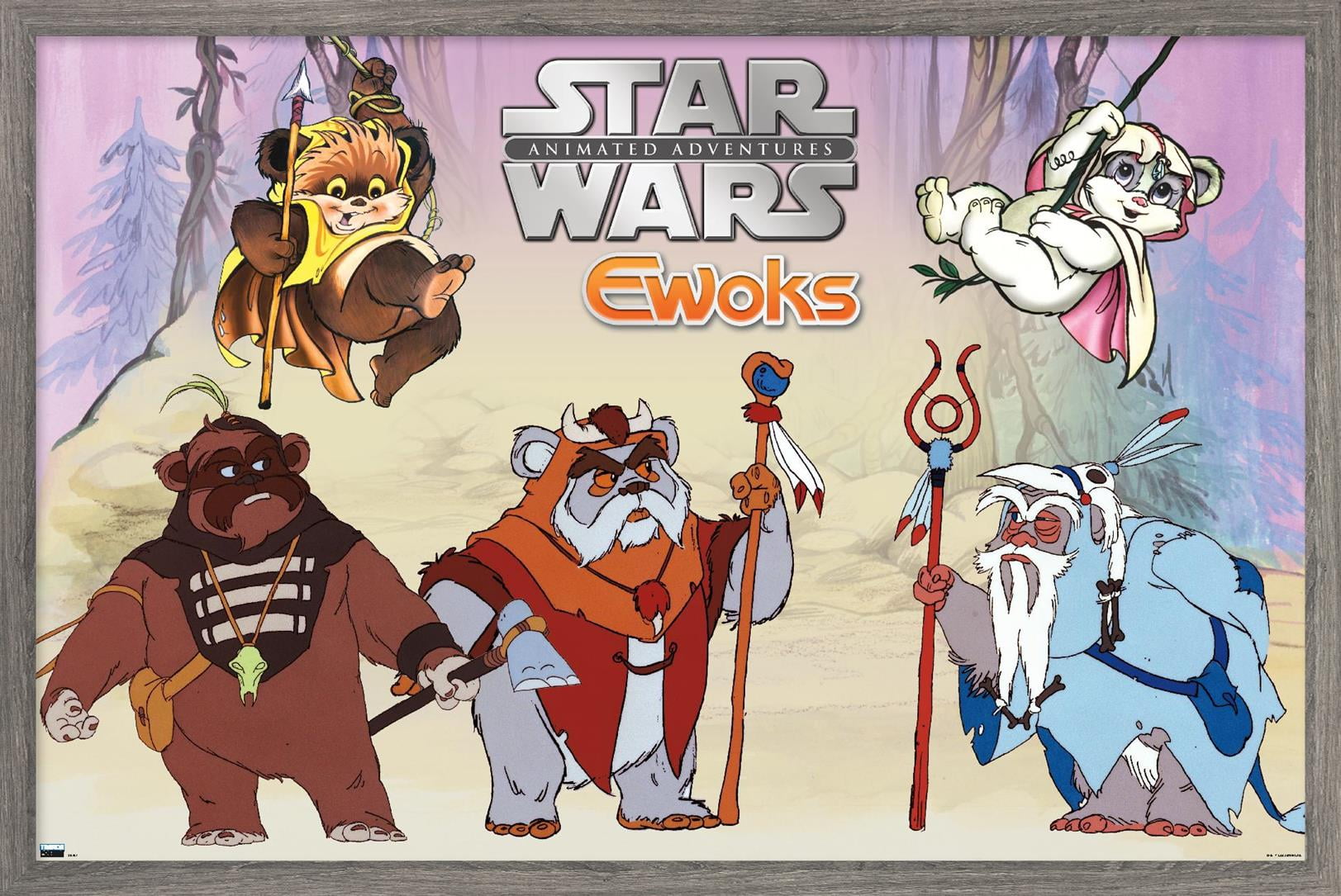Star Wars: Ewoks - Group Wall Poster, 14.725" x 22.375", Framed