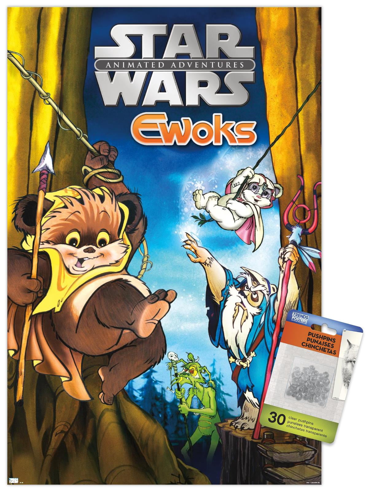 Star Wars: Ewoks - Key Art Wall Poster with Pushpins, 14.725" x 22.375"