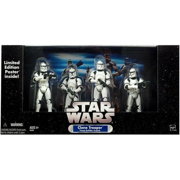 Star Wars Exclusives Clone Trooper Troop Builder 4-Pack Action Figure Set [All White]