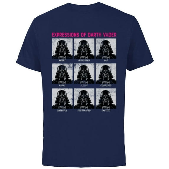 Star Wars Expressions of Darth Vader Funny - Short Sleeve Cotton T-Shirt for Adults -Customized-Navy