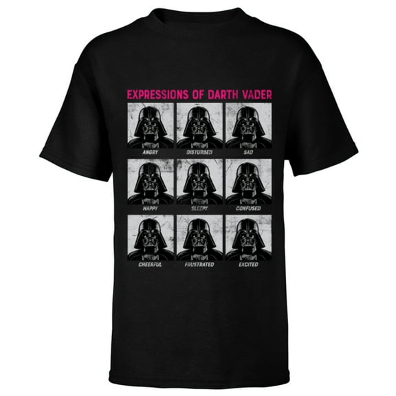 Star Wars Expressions of Darth Vader Funny - Short Sleeve T-Shirt for Kids -Customized-Black