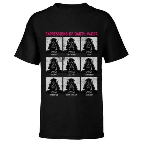 Star Wars Expressions of Darth Vader Funny - Short Sleeve T-Shirt for Kids -Customized-Black