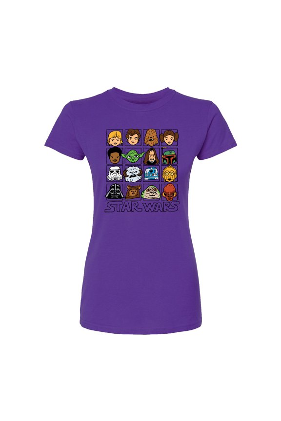 - Yoda and Friends Face Grid - Juniors Fitted Tee