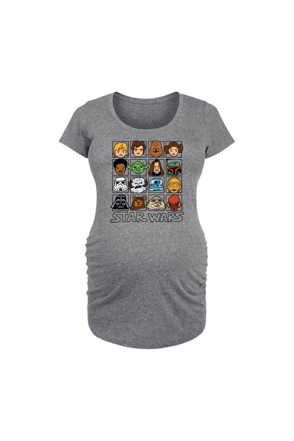 - Yoda and Friends Face Grid - Maternity Scoop Neck Tee
