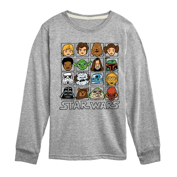 Star Wars - Yoda and Friends Face Grid - Toddler And Youth Long Sleeve Tee