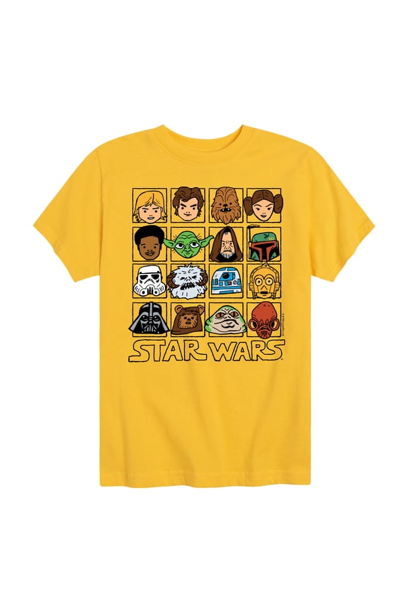 - Yoda and Friends Face Grid - Toddler And Youth Short Sleeve Tee