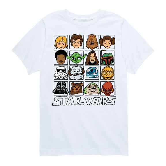 Star Wars - Yoda and Friends Face Grid - Toddler And Youth Short Sleeve Tee